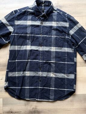 J. Crew Dark Navy & White Plaid Button-Down Shirt